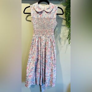 Anavini Hand smocked Cotton Floral Dress